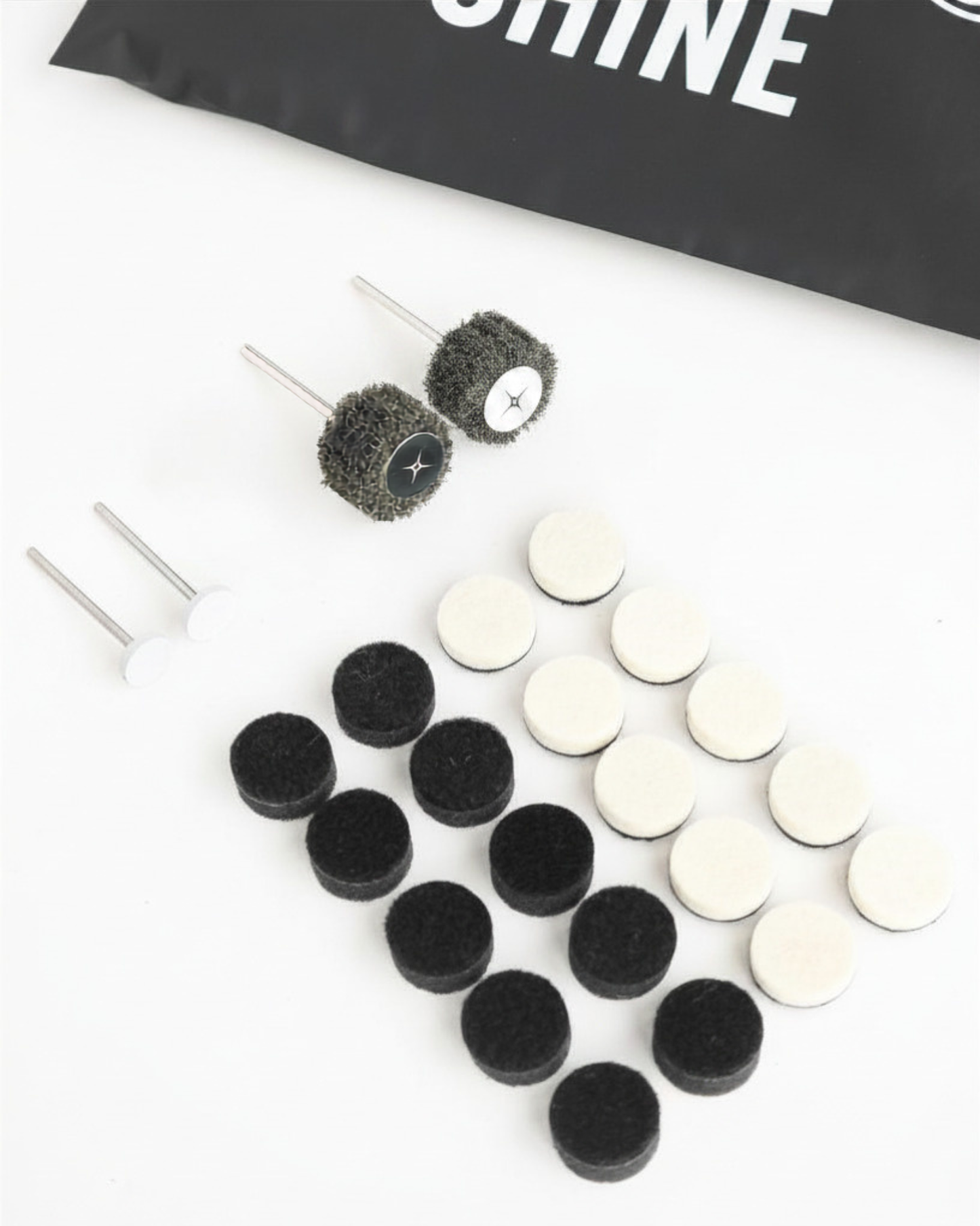 Chrono Shine Attachment Bundle - pads and wheels for scratch removal, brushing and polishing