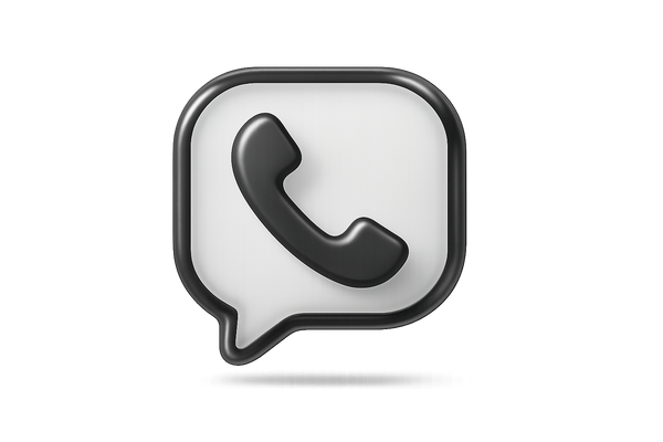 transparent background, slight 3d, black, white and grey, animated bubble look: contact us symbol 